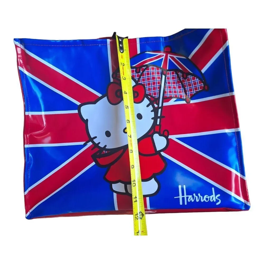 Harrods Large Hello Kitty British Flag Rare Zip Tote Shoulder Bag Sanrio NWOT